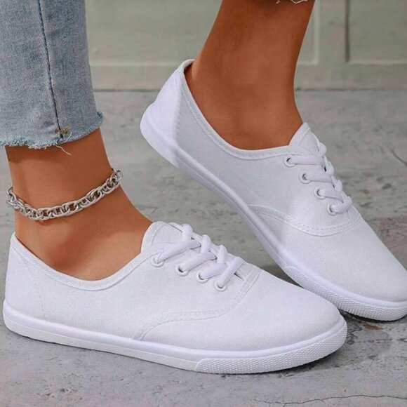 Women's Canvas Lace-Up Shoes -Josiny - Picture 2 of 5